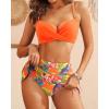 imageYonique Womens Underwire Bikini with Skirt  Push Up Bathing Suit Two Piece High Waisted Swimsuit 2025 SwimwearOrange Flowers