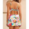 imageYonique Womens Underwire Bikini with Skirt  Push Up Bathing Suit Two Piece High Waisted Swimsuit 2025 SwimwearPastelcolored Florals