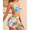 imageYonique Womens Underwire Bikini with Skirt  Push Up Bathing Suit Two Piece High Waisted Swimsuit 2025 SwimwearPastelcolored Florals