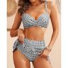 imageYonique Womens Underwire Bikini with Skirt  Push Up Bathing Suit Two Piece High Waisted Swimsuit 2025 SwimwearPlaid