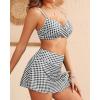 imageYonique Womens Underwire Bikini with Skirt  Push Up Bathing Suit Two Piece High Waisted Swimsuit 2025 SwimwearPlaid