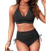 imageWomen High Waisted Bikini Set  Two Piece Swimsuit Tummy Control Bathing Suit Halter Push Up 2025 SwimwearBlack