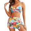 imageYonique Womens Underwire Bikini with Skirt  Push Up Bathing Suit Two Piece High Waisted Swimsuit 2025 SwimwearPastelcolored Florals