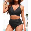 imageHigh Waisted Two Piece SwimsuitWomens Bikini Set Tummy Control Bathing Suit Modest Full Coverage Bikini 2025Black