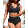 imageHigh Waisted Two Piece SwimsuitWomens Bikini Set Tummy Control Bathing Suit Modest Full Coverage Bikini 2025Black