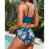imageHigh Waisted Two Piece SwimsuitWomens Bikini Set Tummy Control Bathing Suit Modest Full Coverage Bikini 2025Blue Flower