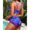 imageHigh Waisted Two Piece SwimsuitWomens Bikini Set Tummy Control Bathing Suit Modest Full Coverage Bikini 2025Blue Leaves