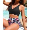 imageHigh Waisted Two Piece SwimsuitWomens Bikini Set Tummy Control Bathing Suit Modest Full Coverage Bikini 2025Colorful Leopard