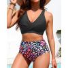 imageHigh Waisted Two Piece SwimsuitWomens Bikini Set Tummy Control Bathing Suit Modest Full Coverage Bikini 2025Colorful Leopard