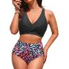 imageHigh Waisted Two Piece SwimsuitWomens Bikini Set Tummy Control Bathing Suit Modest Full Coverage Bikini 2025Colorful Leopard