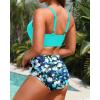 imageHigh Waisted Two Piece SwimsuitWomens Bikini Set Tummy Control Bathing Suit Modest Full Coverage Bikini 2025Mint Green Floral