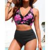 imageHigh Waisted Two Piece SwimsuitWomens Bikini Set Tummy Control Bathing Suit Modest Full Coverage Bikini 2025Pink Floral
