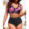 imageHigh Waisted Two Piece SwimsuitWomens Bikini Set Tummy Control Bathing Suit Modest Full Coverage Bikini 2025Pink Floral