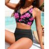 imageHigh Waisted Two Piece SwimsuitWomens Bikini Set Tummy Control Bathing Suit Modest Full Coverage Bikini 2025Pink Floral