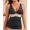 imageTankini Tops for Women Tummy Control Swim Top Only Color Block V Neck Bathing Suit Top No Bottom 2025Black