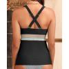 imageTankini Tops for Women Tummy Control Swim Top Only Color Block V Neck Bathing Suit Top No Bottom 2025Black
