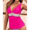 imageTankini Tops for Women Tummy Control Swim Top Only Color Block V Neck Bathing Suit Top No Bottom 2025Hot Pink
