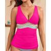 imageTankini Tops for Women Tummy Control Swim Top Only Color Block V Neck Bathing Suit Top No Bottom 2025Hot Pink