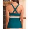 imageTankini Tops for Women Tummy Control Swim Top Only Color Block V Neck Bathing Suit Top No Bottom 2025Teal