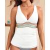 imageTankini Tops for Women Tummy Control Swim Top Only Color Block V Neck Bathing Suit Top No Bottom 2025White