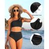 imageWomen High Waisted Bikini  One Shoulder Bathing Suit Tummy Control Two Piece Swimsuit 2025Black