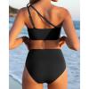 imageWomen High Waisted Bikini  One Shoulder Bathing Suit Tummy Control Two Piece Swimsuit 2025Black