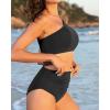 imageWomen High Waisted Bikini  One Shoulder Bathing Suit Tummy Control Two Piece Swimsuit 2025Black