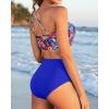 imageWomen High Waisted Bikini  One Shoulder Bathing Suit Tummy Control Two Piece Swimsuit 2025Colorful Floral