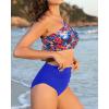 imageWomen High Waisted Bikini  One Shoulder Bathing Suit Tummy Control Two Piece Swimsuit 2025Colorful Floral