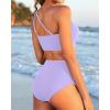 imageWomen High Waisted Bikini  One Shoulder Bathing Suit Tummy Control Two Piece Swimsuit 2025Lavender