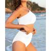 imageWomen High Waisted Bikini  One Shoulder Bathing Suit Tummy Control Two Piece Swimsuit 2025White