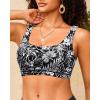imageWomen Sport Bra Swimsuit Top  Swim Bra Bikini Top Only Scoop Neck Bathing Suit 2025 SwimwearBlack Flower