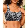 imageWomen Sport Bra Swimsuit Top  Swim Bra Bikini Top Only Scoop Neck Bathing Suit 2025 SwimwearBlack Flower
