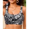 imageWomen Sport Bra Swimsuit Top  Swim Bra Bikini Top Only Scoop Neck Bathing Suit 2025 SwimwearBlack Flower