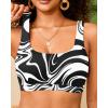 imageWomen Sport Bra Swimsuit Top  Swim Bra Bikini Top Only Scoop Neck Bathing Suit 2025 SwimwearBlack and White