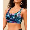 imageWomen Sport Bra Swimsuit Top  Swim Bra Bikini Top Only Scoop Neck Bathing Suit 2025 SwimwearBlue Leaves