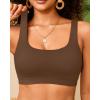 imageWomen Sport Bra Swimsuit Top  Swim Bra Bikini Top Only Scoop Neck Bathing Suit 2025 SwimwearBrown