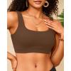 imageWomen Sport Bra Swimsuit Top  Swim Bra Bikini Top Only Scoop Neck Bathing Suit 2025 SwimwearBrown