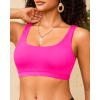 imageWomen Sport Bra Swimsuit Top  Swim Bra Bikini Top Only Scoop Neck Bathing Suit 2025 SwimwearHot Pink