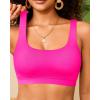 imageWomen Sport Bra Swimsuit Top  Swim Bra Bikini Top Only Scoop Neck Bathing Suit 2025 SwimwearHot Pink