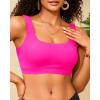 imageWomen Sport Bra Swimsuit Top  Swim Bra Bikini Top Only Scoop Neck Bathing Suit 2025 SwimwearHot Pink