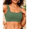 imageWomen Sport Bra Swimsuit Top  Swim Bra Bikini Top Only Scoop Neck Bathing Suit 2025 SwimwearOlive Green