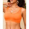 imageWomen Sport Bra Swimsuit Top  Swim Bra Bikini Top Only Scoop Neck Bathing Suit 2025 SwimwearOrange