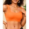 imageWomen Sport Bra Swimsuit Top  Swim Bra Bikini Top Only Scoop Neck Bathing Suit 2025 SwimwearOrange
