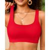 imageWomen Sport Bra Swimsuit Top  Swim Bra Bikini Top Only Scoop Neck Bathing Suit 2025 SwimwearRed