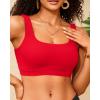 imageWomen Sport Bra Swimsuit Top  Swim Bra Bikini Top Only Scoop Neck Bathing Suit 2025 SwimwearRed