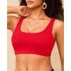 imageWomen Sport Bra Swimsuit Top  Swim Bra Bikini Top Only Scoop Neck Bathing Suit 2025 SwimwearRed