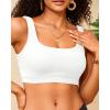 imageWomen Sport Bra Swimsuit Top  Swim Bra Bikini Top Only Scoop Neck Bathing Suit 2025 SwimwearWhite
