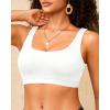 imageWomen Sport Bra Swimsuit Top  Swim Bra Bikini Top Only Scoop Neck Bathing Suit 2025 SwimwearWhite