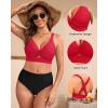 imageWomen Underwire Bikini Top Only  Push Up Swimsuit Top Large Bust Bathing Suit Tops 2025 Supportive Swim TopsRed